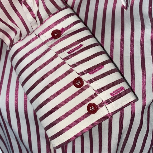 Zara Metallic Pink Stripe Dress Shirt - Picture 3 of 11